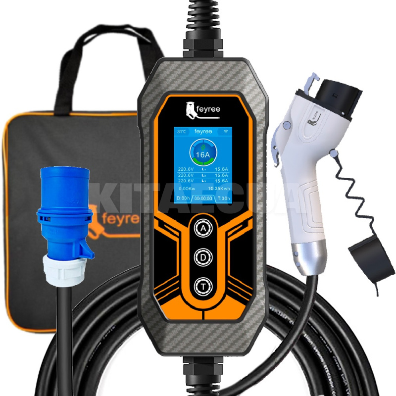 Зарядка для электромобиля Type 1 7.4 кВт 32A 1-фаза Wi-Fi Lion King FEYREE (FY7-32-1PH-TP1-K8)