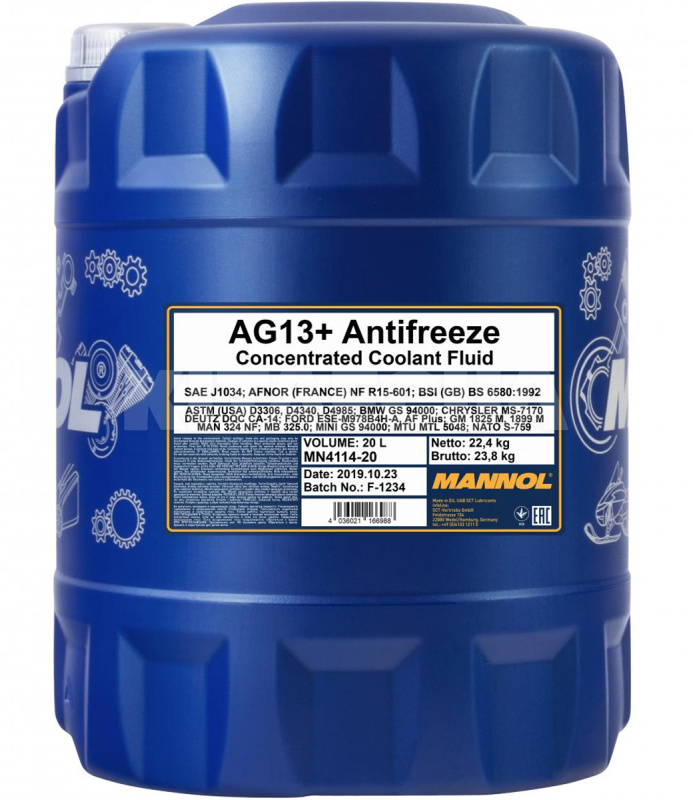 Антифриз-концентрат желтый 20л AG13+ -80°C Advanced Mannol (MN4114-20)