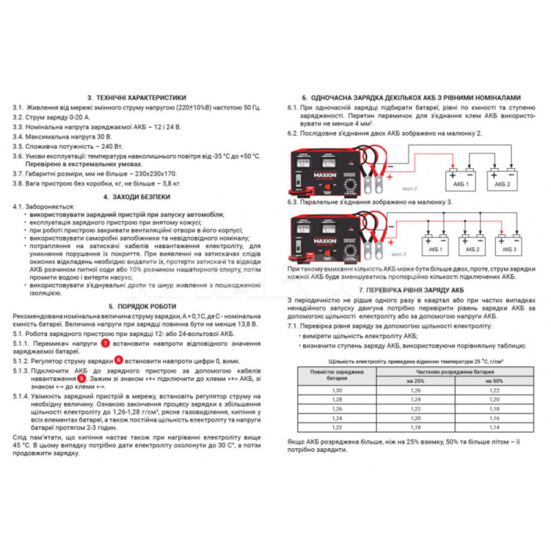 Зарядное устройство для аккумулятора 12В/24В 190Ач трансформаторное MAXION (MXCT PLUS-20BT) - 6