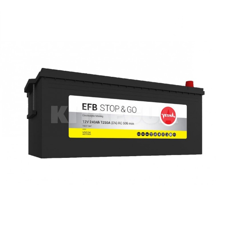 Аккумулятор автомобильный 240Ач 1250А "+" слева Vesna (453 612)