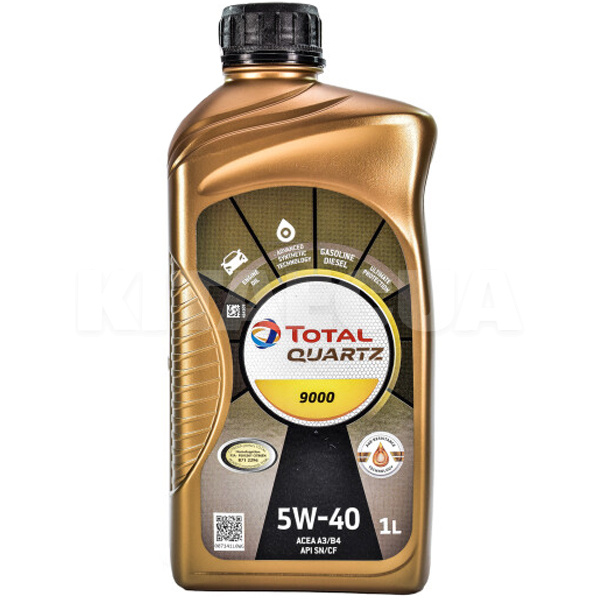 Масло моторное синтетическое 1л 5W-40 Quartz 9000 TOTAL (168034-TOTAL)