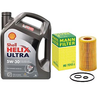 Масло синтетическое 5л 5W-30 Helix Ultra + фильтр Mann-Filter на Mercedes-Benz E-Class E200D SHELL