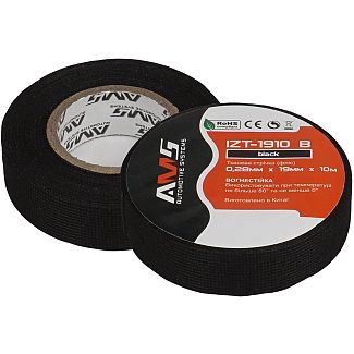 Изолента 10м х 19мм Флис черная IZT-1910 B AMS