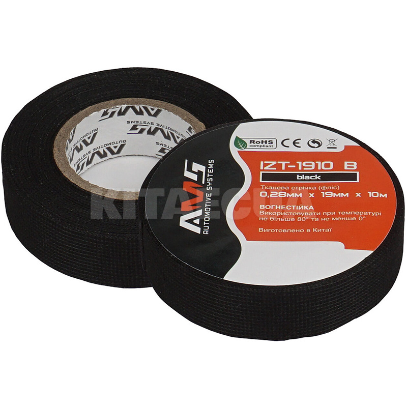 Ізолента 10м х 19мм Фліс чорна IZT-1910 B AMS (15872)