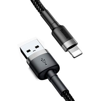Кабель USB Lightning 2A 3м сірий/чорний BASEUS