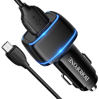 Автомобильное зарядное устройство Max dual port Micro Black BOROFONE