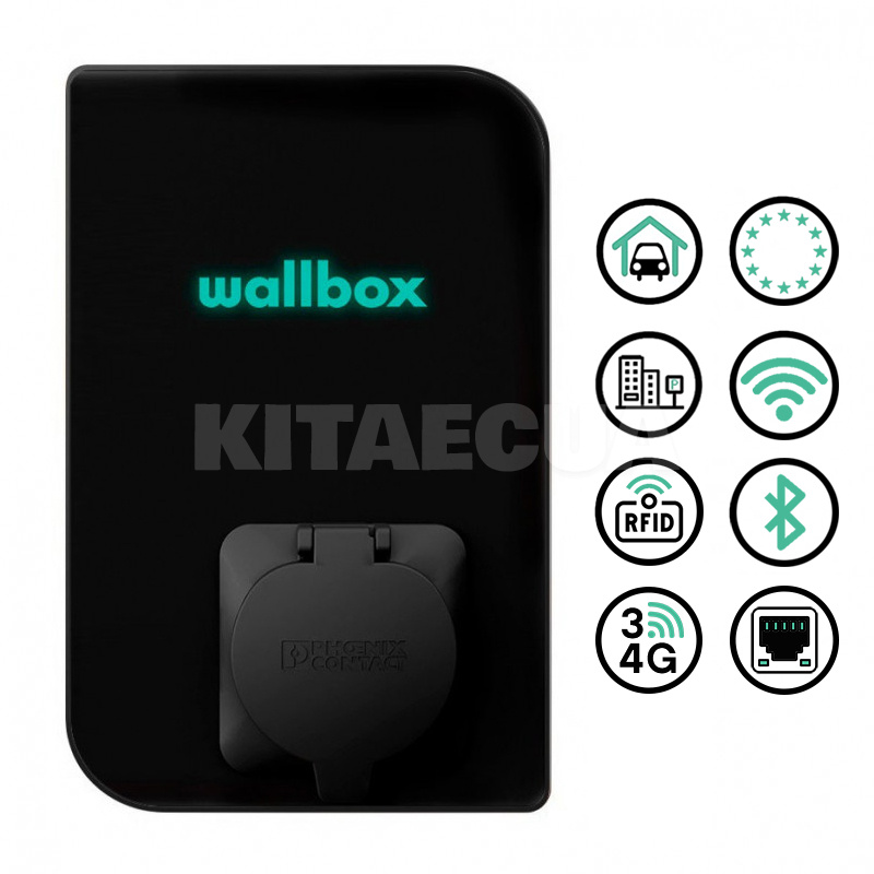 Зарядка для электромобиля Type 2 22 кВт 32А 3-фази Copper SB черная Wallbox (CPB1-S-2-4-8-002-B) - 6