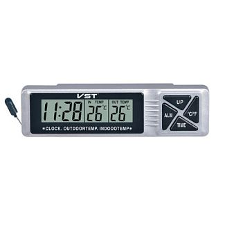 Автомобільний годинник з термометром на батарейках (AA) VITOL