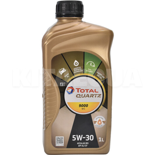 Масло моторное синтетическое 1л 5W-30 Quartz 9000 NFC TOTAL (216625)