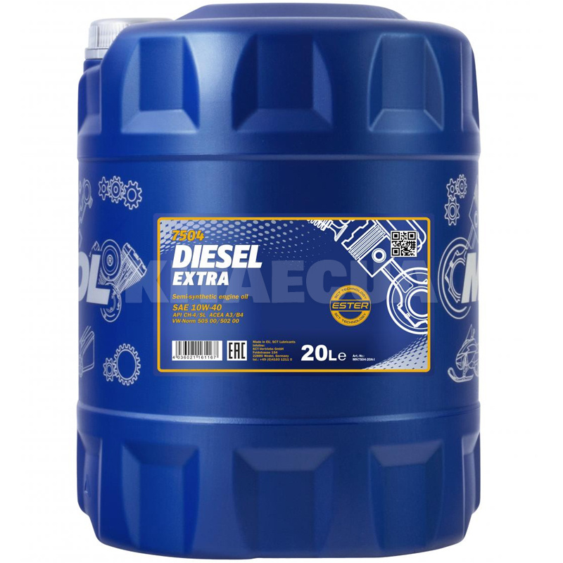 Масло моторне напівсинтетичне 20л 10W-40 Diesel Extra Mannol (MN7504-20)