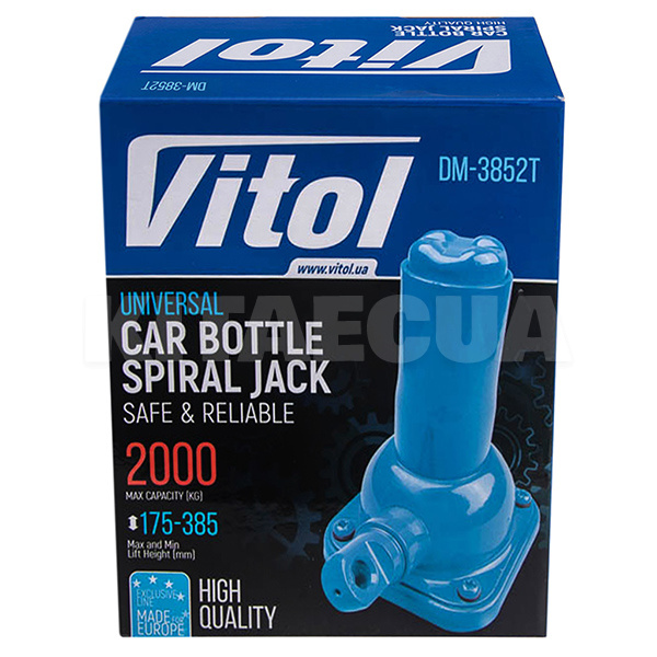 Домкрат механический бутылочный до 2т (180мм-385мм) телескопический VITOL (DM-3852T-VITOL) - 8