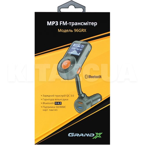 ФМ модулятор Bluetooth V4.2, Quick Charge 3.0+2,4А Grand-X (96GRX) - 6