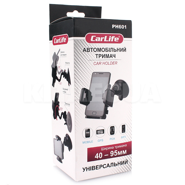 Автомобільний утримувач телефону 40-95 мм CARLIFE (PH601) - 4
