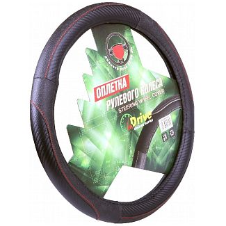 Чехол на руль XL (41-43 см) черный искуственная кожа inDrive