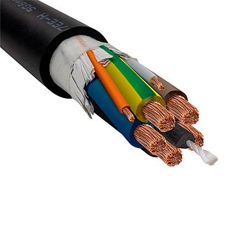 Зарядний кабель для електромобіля 22 кВт 32A 3-фази 1м 5x6 мм2 + 2x0.5 мм2