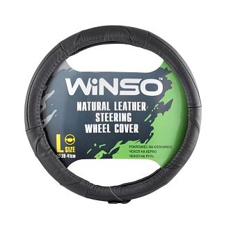 Чехол на руль L (39-41 см) черный искуственная кожа с перфорацией Winso