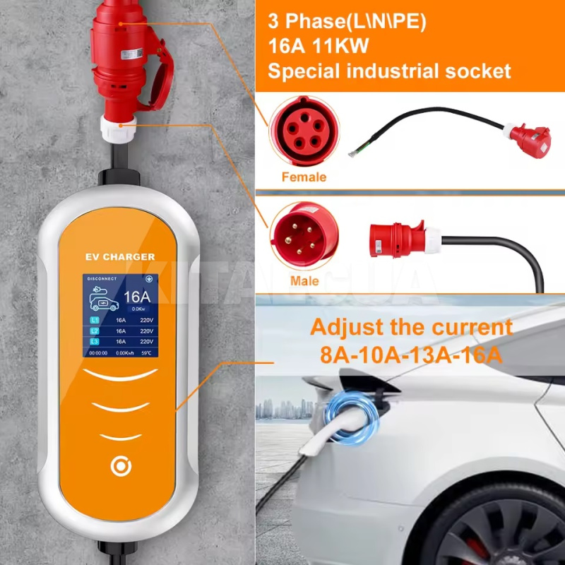 Зарядка для электромобиля Type 2 11 кВт 16A 3-фазы Ipengen (IP11-16-3PH-TP2-C3.5) - 2