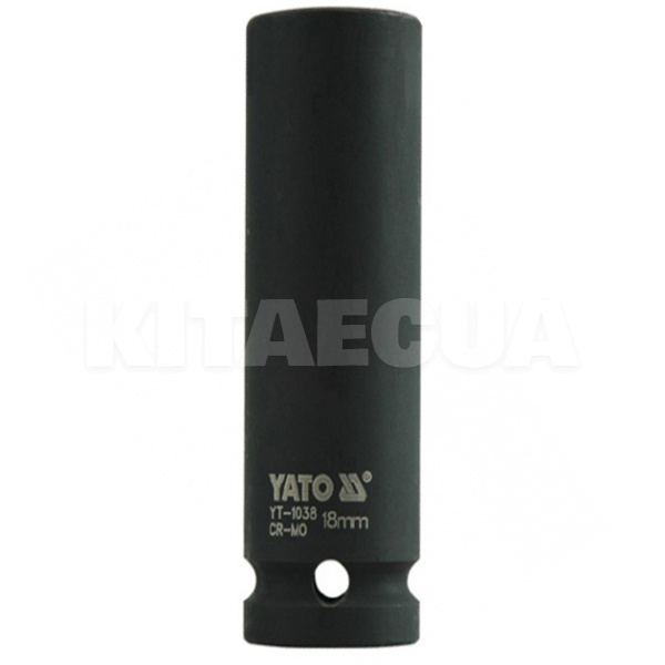 Головка торцева ударна 6-гранна подовжена 18 мм 1/2" 78 мм YATO (YT-1038)