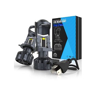 Мини LED линзы в фары H4 90/140W 6000K 