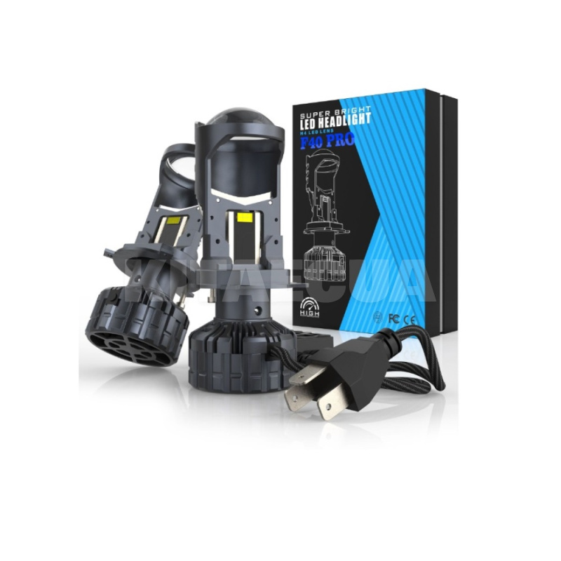 Мини LED линзы в фары H4 90/140W 6000K (F40PRO)