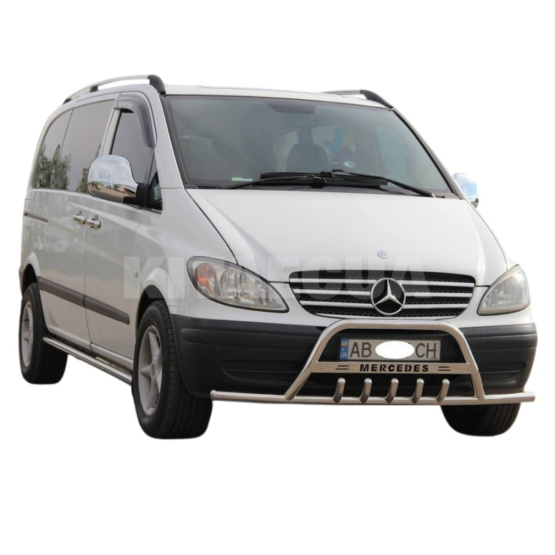 Кенгурятник WT003-Plus Mercedes Viano 2004-2014 нержавеющая сталь с усами CAN (dug702244-p) - 3