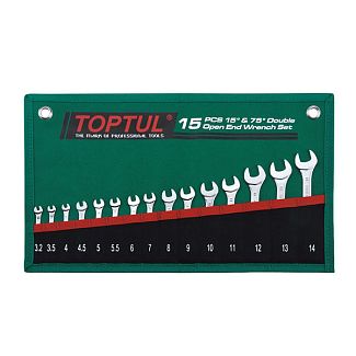 Набор ключей рожковых 15 предметов 3.2-14 мм TOPTUL