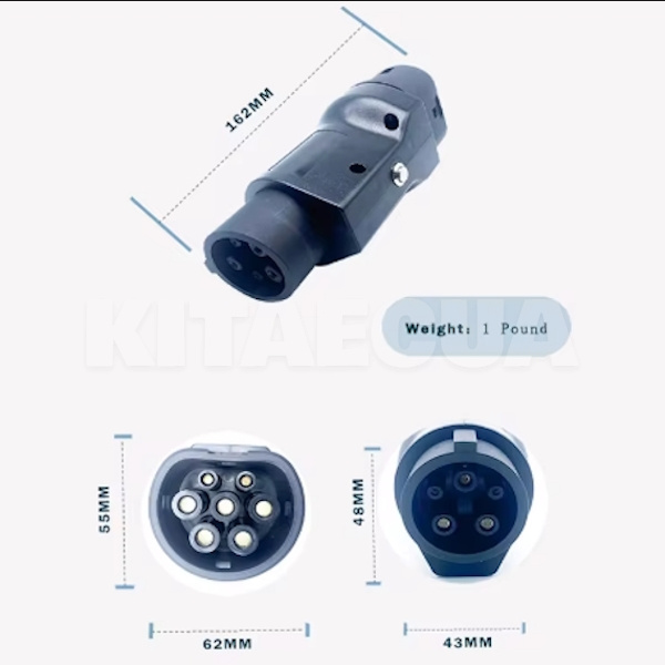 Переходник Guwieyg 7.4 кВт 32А 1-фаза GB/T AC (станція) - Type 1 (американське авто) GUWIEYG (P-GBT1) - 8