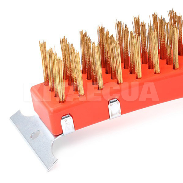 Щітка з металу 4-рядна латунна з пластиковою ручкою + Скребок YATO (YT-6345) - 3