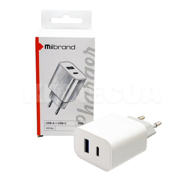 Зарядное устройство MI-15 Quick Charger USB-A + Type-C 20W белый Mibrand (MIWC/15UCW)