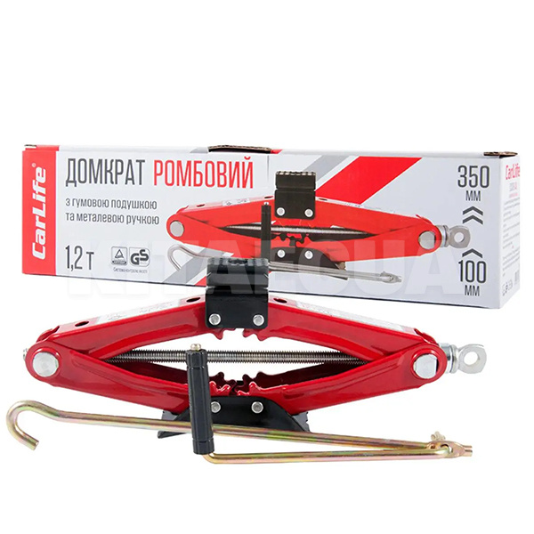 Домкрат механічний ромбоподібний до 1.2т (110мм-390мм) з гумовою накладкою CARLIFE (SJ228-CARLIFE) - 2