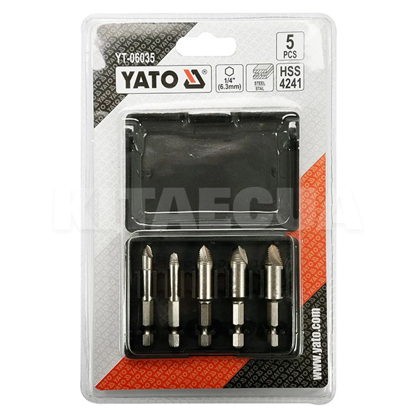 Набір екстракторів для пошкоджених болтів 1/4" 5 предметів YATO (YT-06035) - 3