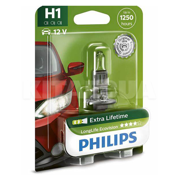 Галогенная лампа H1 55W 12V Long Life Eco Vision PHILIPS (12258 LLECO B1) - 2