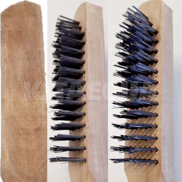 Щітка з металу 6-рядна металева з деревяною ручкою СТАНДАРТ (SWWH0601) - 2