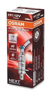 Галогенная лампа H1 55W 12V Night Breaker +150% Osram