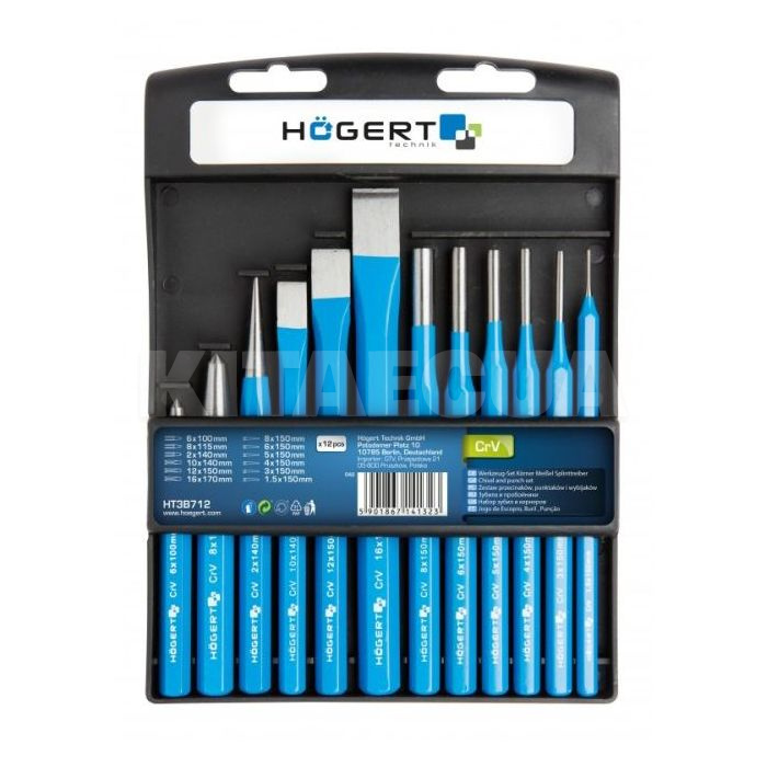 Набор ударно-режущего инструмента 12 предметов HOGERT (HT3B712)