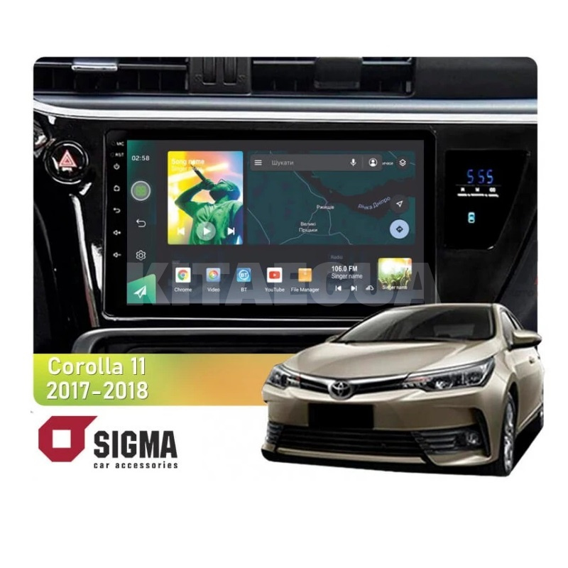 Штатна магнітола X10232 2+32 Gb 10" Toyota Corolla 11 2017-2018 SIGMA4car (33837)