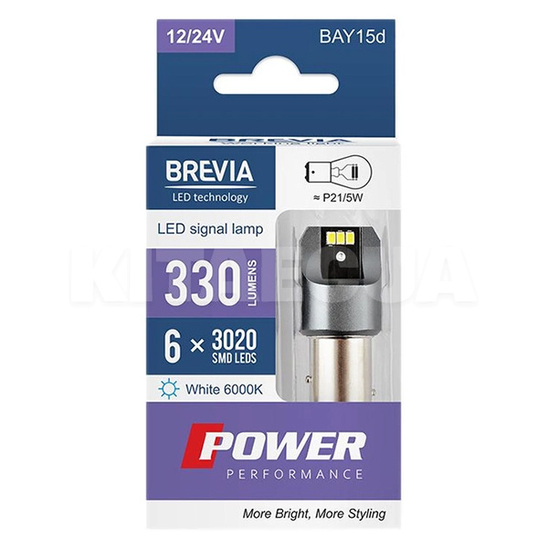 LED лампа для авто Power BAY15d 6000K (комплект) BREVIA (10103X2) - 2