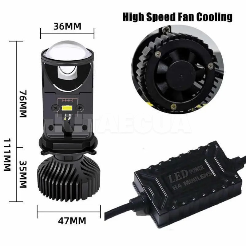 LED лінзи в фари H4 25/35W 6000K HeadLight (00-00017481) - 3