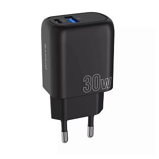Зарядное устройство 30W Type-C+USB Silicone Power Plus чорное PROOVE