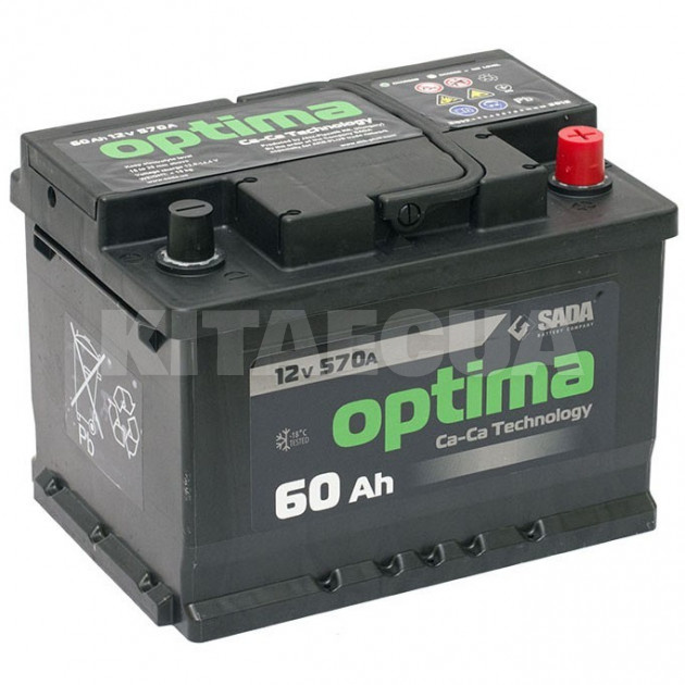 Аккумулятор 60Ач Euro (T1) 242x175x190 с обратной полярностью SADA (6СТ-60Аз-R Optima)