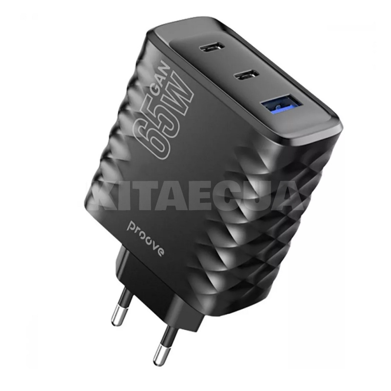 Зарядное устройство 65W 2Type-C+USB Speed Surge Gan черное PROOVE (558080001)