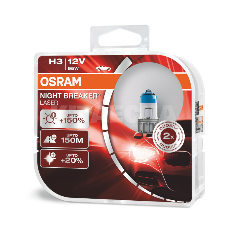 Галогенні лампи H3 55W 12V Night Breaker +150% комплект Osram (OS 64151NL-HCB) - 4
