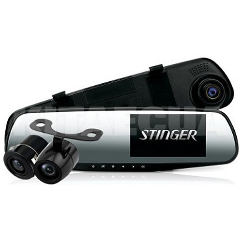 Зеркало заднего вида с регистратором Full HD 1920х1080 с 2 камерами Stinger (ST DVR-M489FHD Cam)
