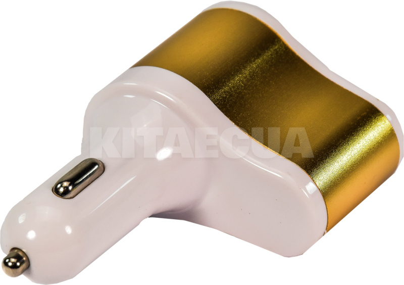Автомобільний зарядний пристрій 2 USB 2.1 A розгалужувач Gold / White CC-303 XoKo (CC-303-GDWH-XoKo) - 10