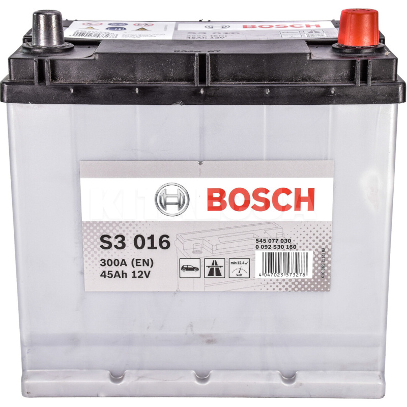 Акумулятор автомобільний 45Ач 300А "+" праворуч Bosch (0 092 S30 160)