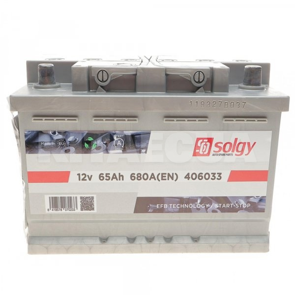 Аккумулятор автомобильный 65Ач 680А "+" справа Solgy (406033)