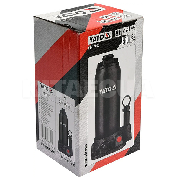 Домкрат гідравлічний пляшковий 10т (230мм-460мм) YATO (YT-17004) - 2
