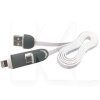 Кабель 2в1 USB - Lightning/microUSB 1м чорний білий inDrive (30175)