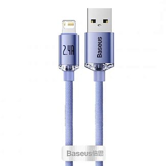 Кабель USB Lightning 2.4А Crystal Shine Series 2м фіолетовий BASEUS
