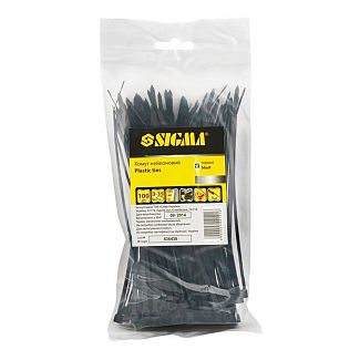 Стяжки черные нейлоновые 3.6×250мм 100шт. SIGMA